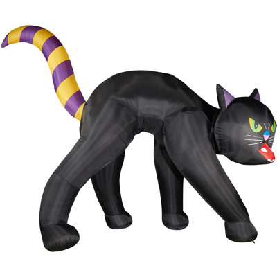 Inflatables Haunted Hill Farm 20-Ft Black Cat Halloween Inflatable with Lights, Outdoor Blow-Up, Halloween Decor