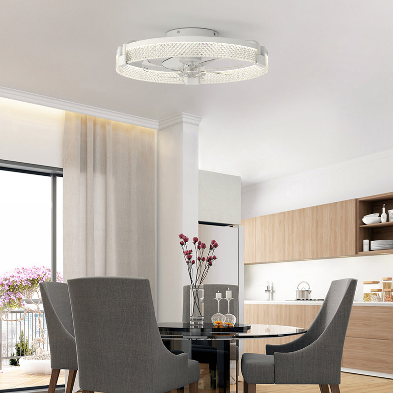 Ventilateur de plafond moderne réversible à cage et à intensité variable de 20 po à 6 vitesses avec lumière et télécommande Justino