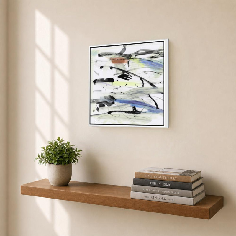 Champ d'été III par Susan Jill - Graphisme sur toile, H 24 po x l 24 po, Cadre flottant biseauté, Blanc