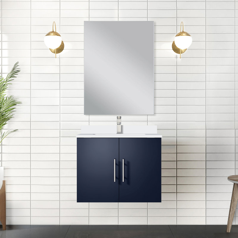 Meuble-lavabo l 24 po x P 22 po bleu marine avec miroir - rangement spacieux facile à assembler, Marine