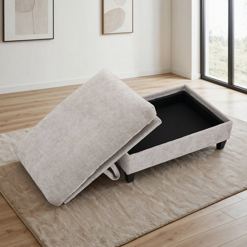 Canapé d'angle modulaire moderne en forme de U avec revêtement en chenille moelleuse et deux poufs polyvalents, Grey Chenille