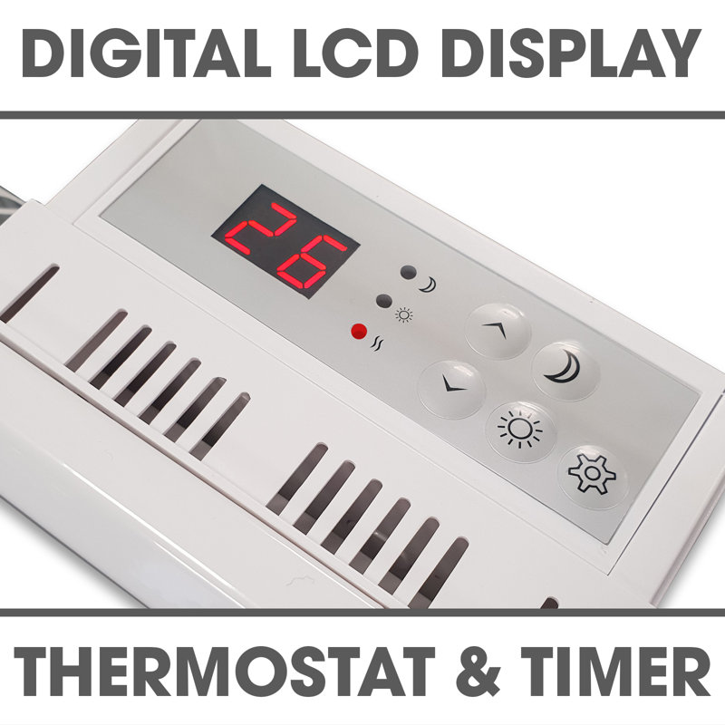 Belfry Heating Braydon 600W 2047 BTU Electric Panel Space Heater with Adjustable Thermostat and with Digital Display