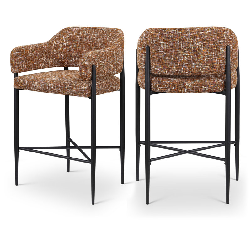Sylas Fabric Counter Stool, Cognac Polyester Fabric