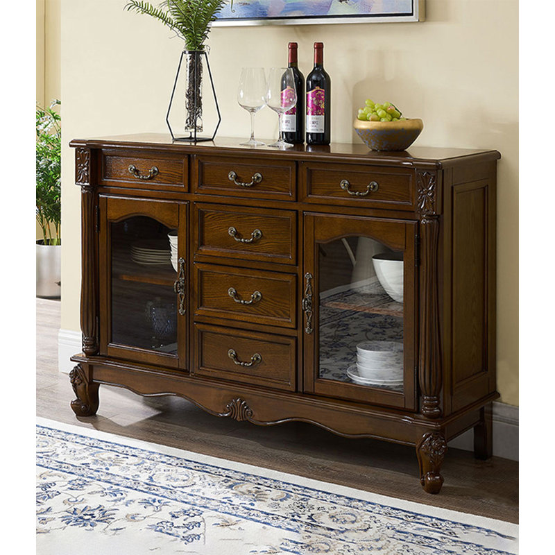 Buffet American, 33.9" H x 51.2" W x 15.3" D, Marron foncé