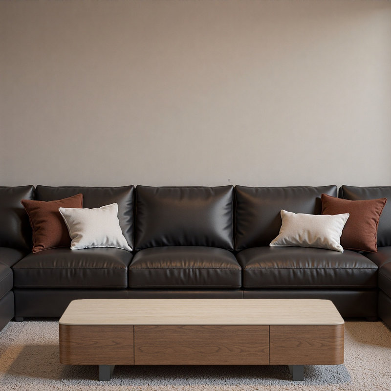 Table basse rétro Rockboard, H 13,8 po x L 39,4 po x l 23,6 po, Brun, Beige