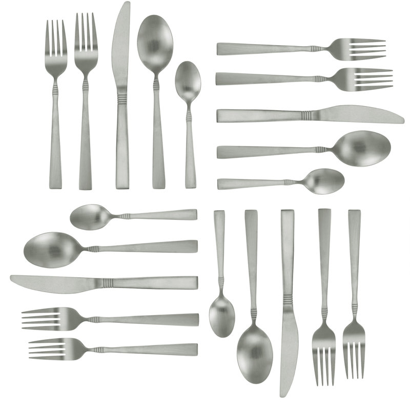 Ensemble de couverts 20 pièces, service pour 4, Argenté mat