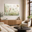 Tableau mural sur toile à motif floral de coquelicots sauvages, aquarelle neutre, vert doux et beige, décoration minimaliste-133966401