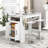  47'' Long Counter Height Table Bar Table Faux Marble Pub Table W/ Cabinet