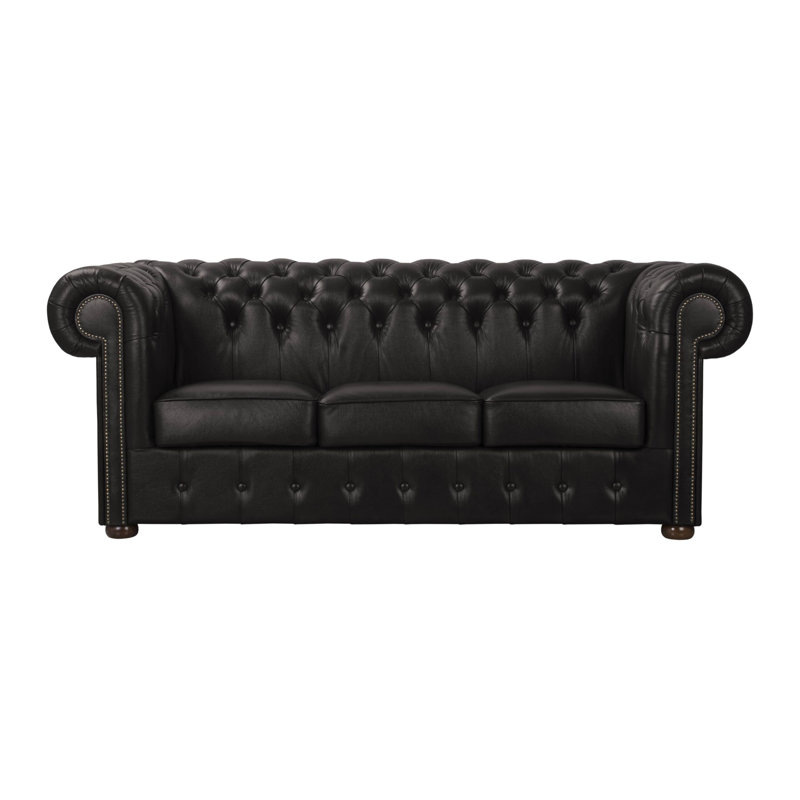 Tayjah Genuine Leather Sofa, 3, Black