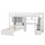 Lit mezzanine avec bureau intégré, escalier, compartiments de rangement et tablettes-512733852