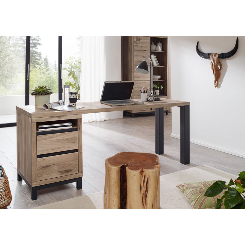 Villanders Solid Wood Writing Desk, Bianco, 76cm H x 180cm W x 55cm D