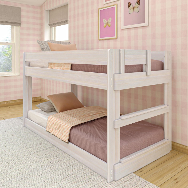 Decimus Kids Twin Over Twin Bunk Bed, White Wash