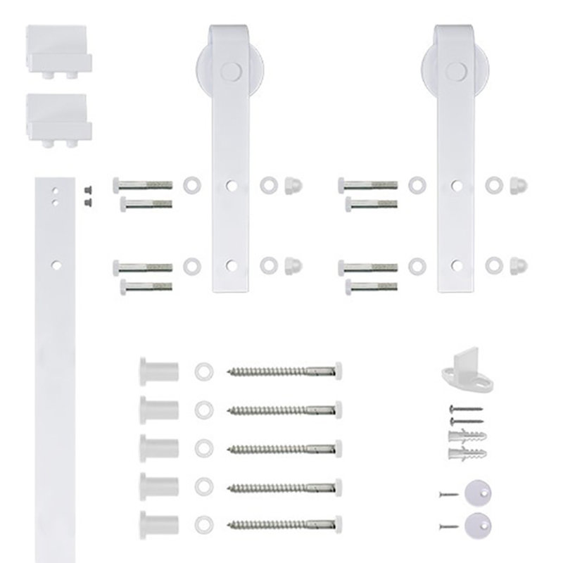 Soft Close Matte White Steel Barn Door Hardware Kit