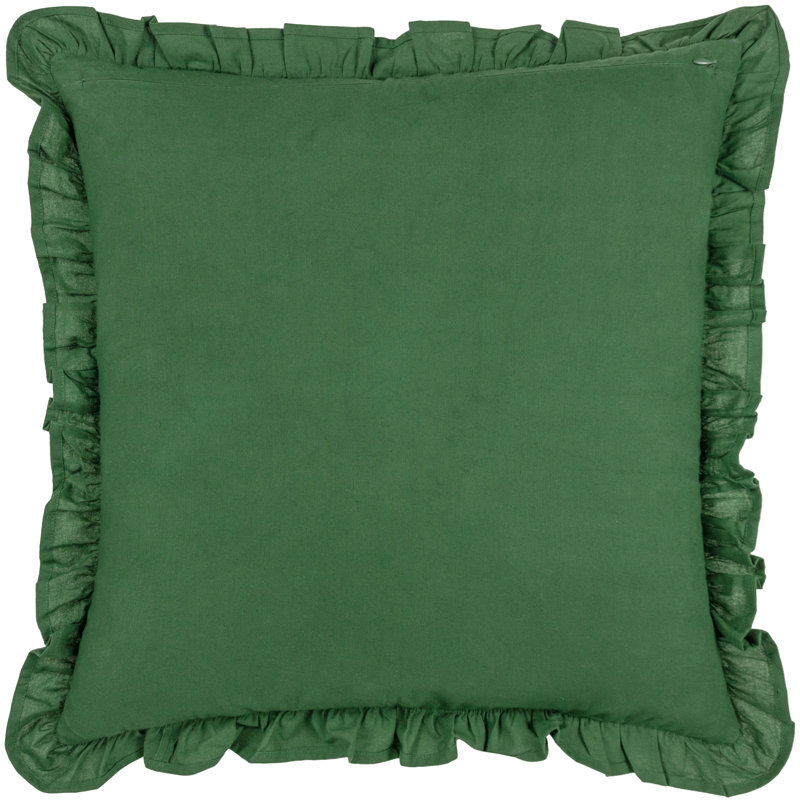 Floral Square Throw Pillow Cover, Bottle Green