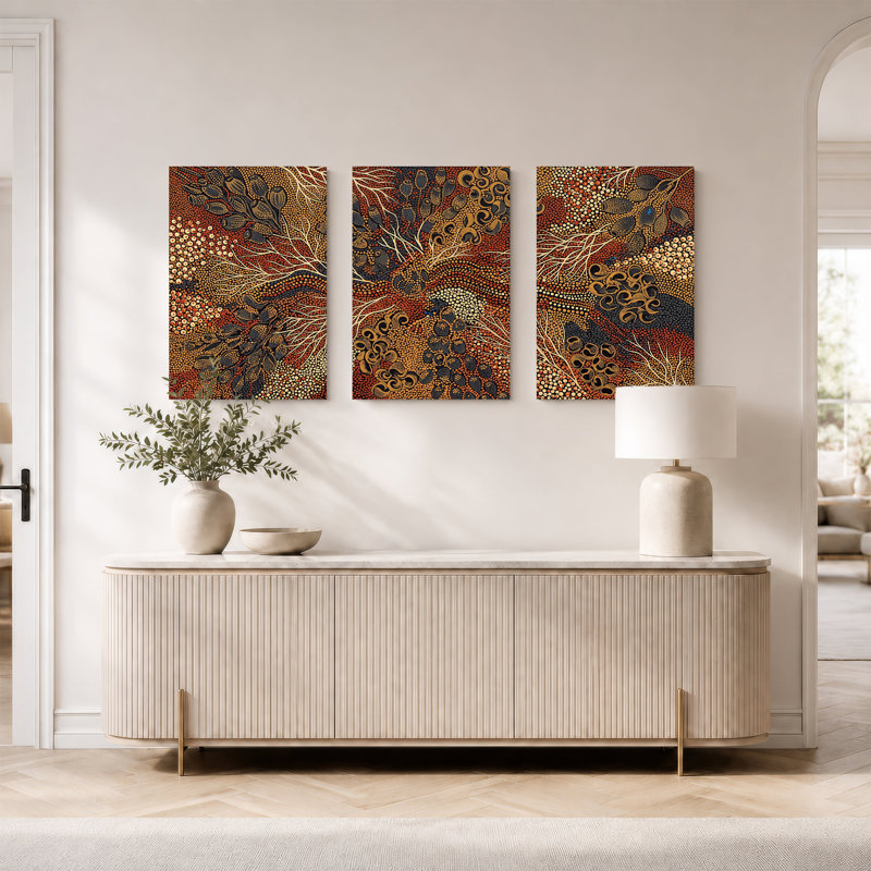 Rouille et pois dorés, ensemble de 3 gousses et branches noires, H 30 po x l 20 po x 3 pièces