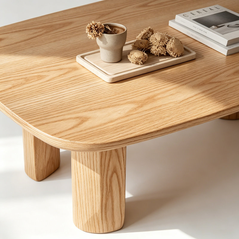 Table basse à 4 pieds Sturdy, Brun orangé