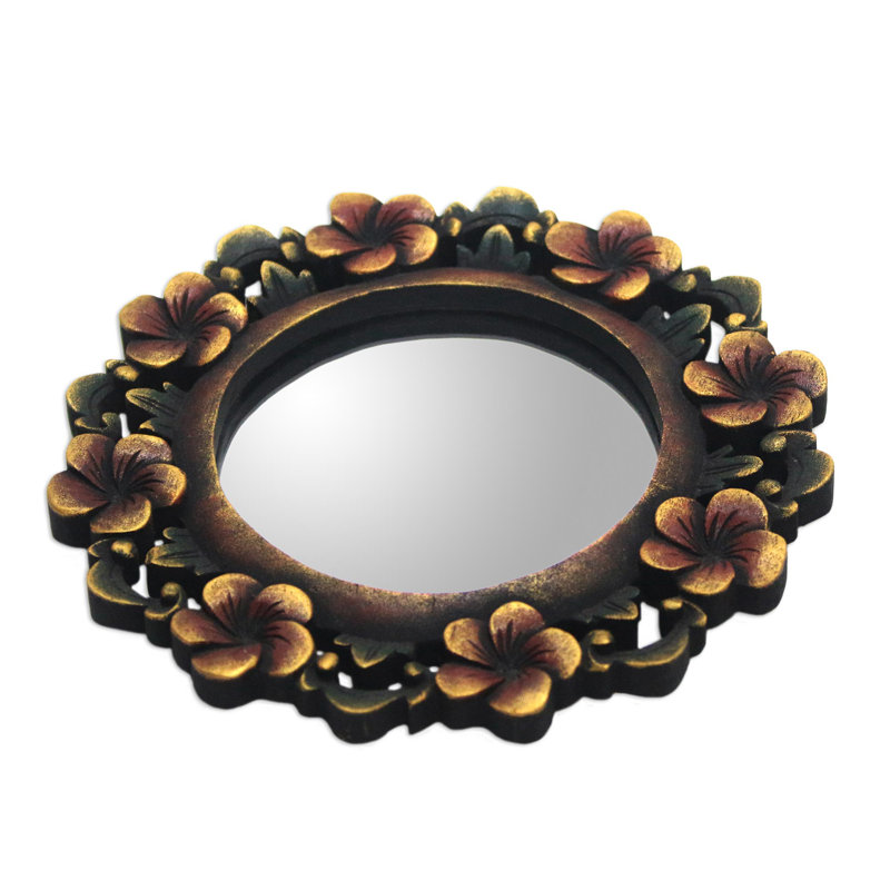 Belini Solid Wood Frame Round Wall Mirror