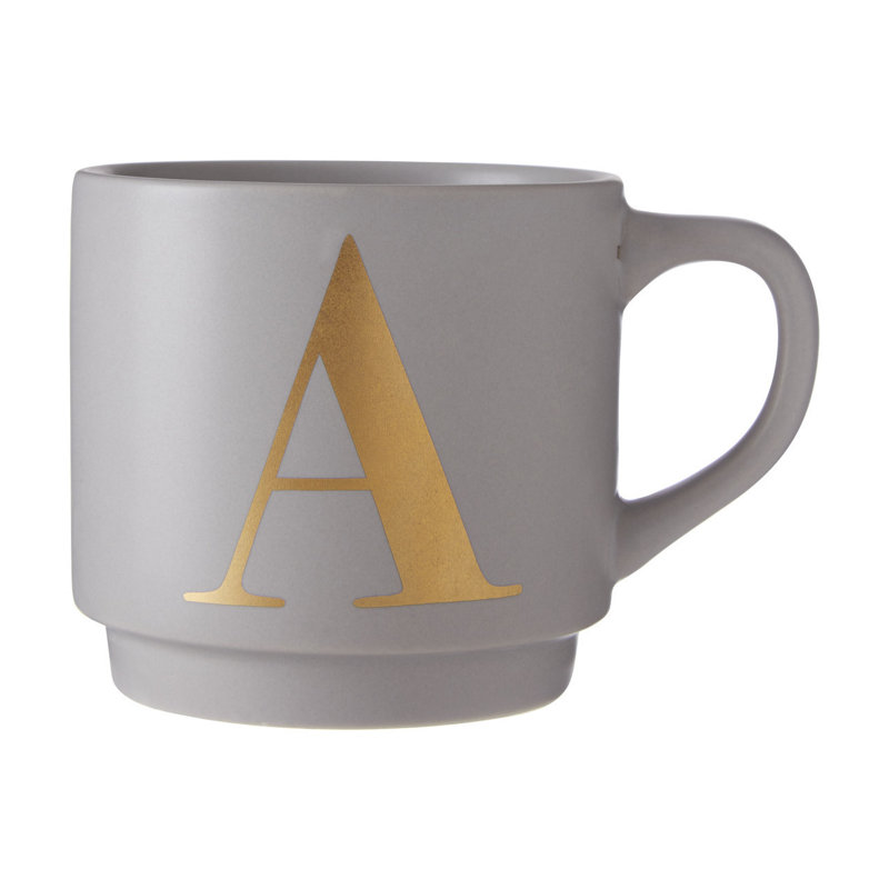Ethel Porcelain Coffee Mug, A, Grey/Gold