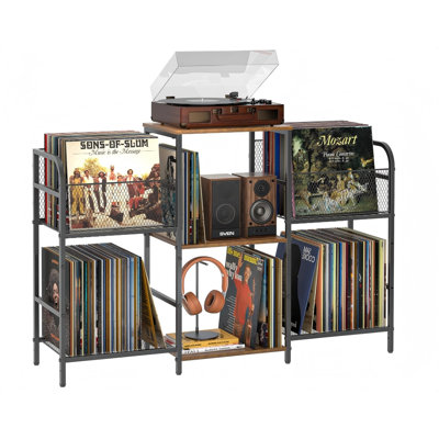 Record Player Stand With Vinyl Storage, Record Storage For 350+ Albums, Tuntable Stand With Record Holder For Living Room, Record Holder Vinyl Display Shelf