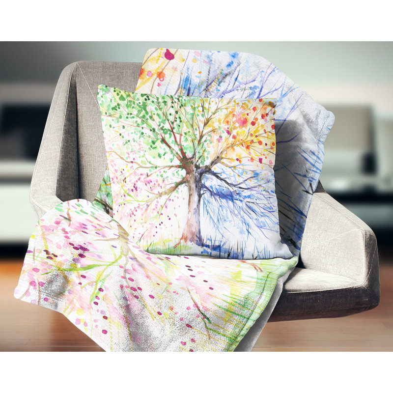 Coussin Four Seasons Tree, 16 po x 1 po, Carré