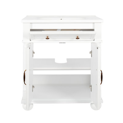 Meuble-lavabo 28 po Mid-Century avec base colonne romaine