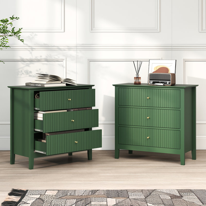 3 Drawer Dresser Set （set Of 2), Green
