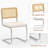 5-Piece Round Glass Dining Set, 36" Tempered Glass Top With Mirror Stainless Steel Base, 2 C-Frame Rattan Chairs-457544155-457544154