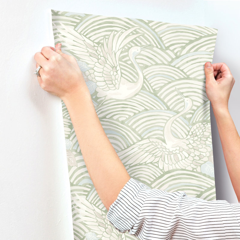 Navarres Stripe Faux Linen Wallpaper, Green