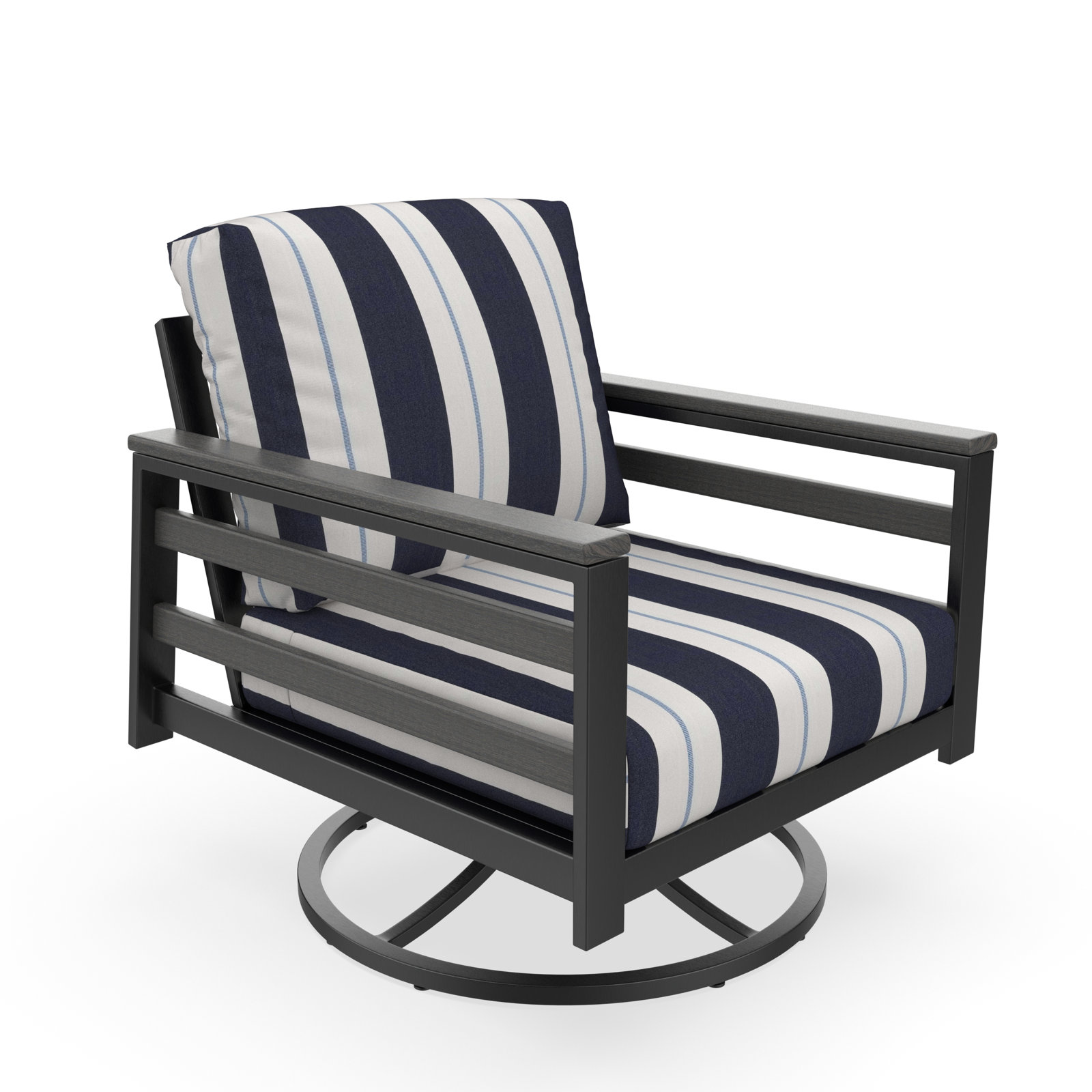 Townsend Sunbrella® Metal Swivel Patio Rocking Chair, Gray, Sunbrella Relate Harbor