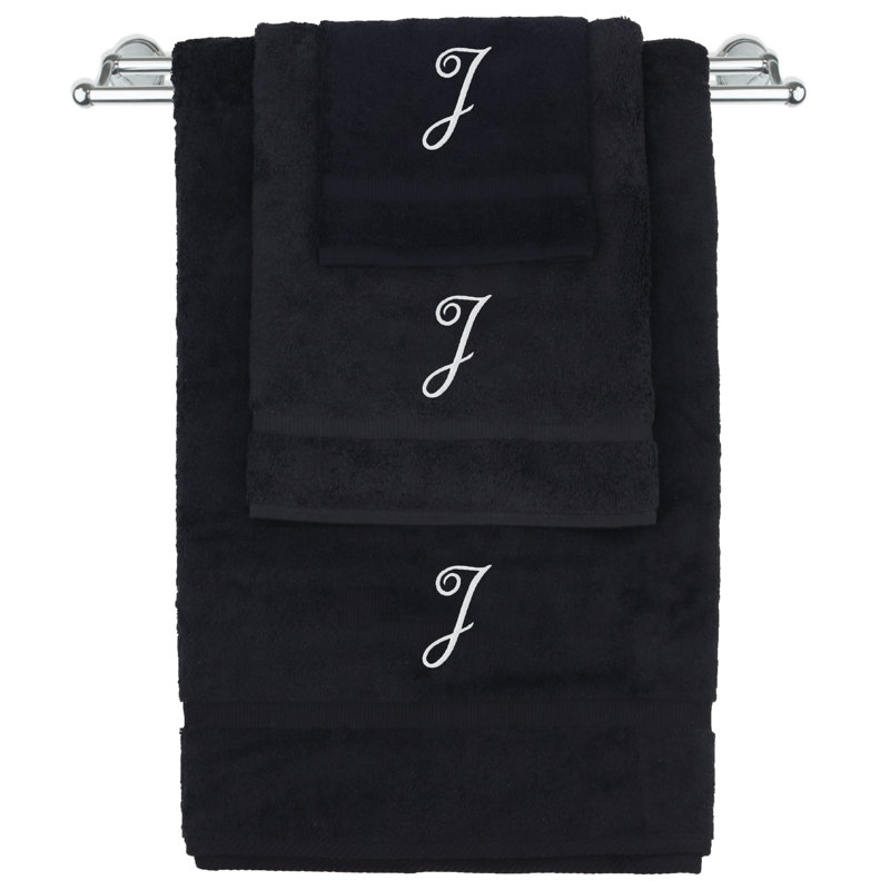 Ensemble de serviettes Marcelline, Noir / blanc, J