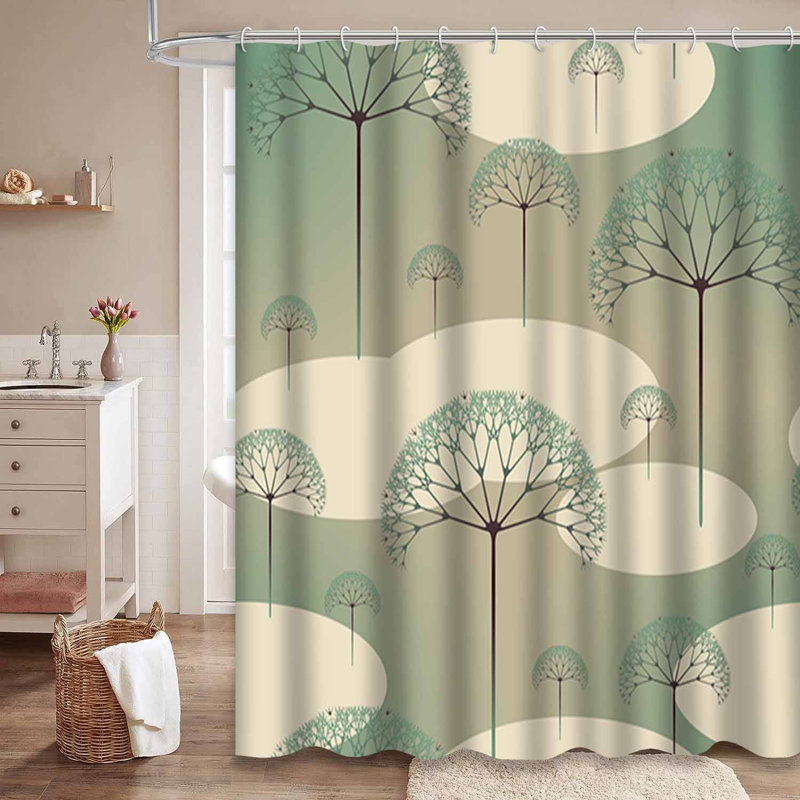 Rideau de douche avec 12 crochets Trees, L 72 po x l 78 po
