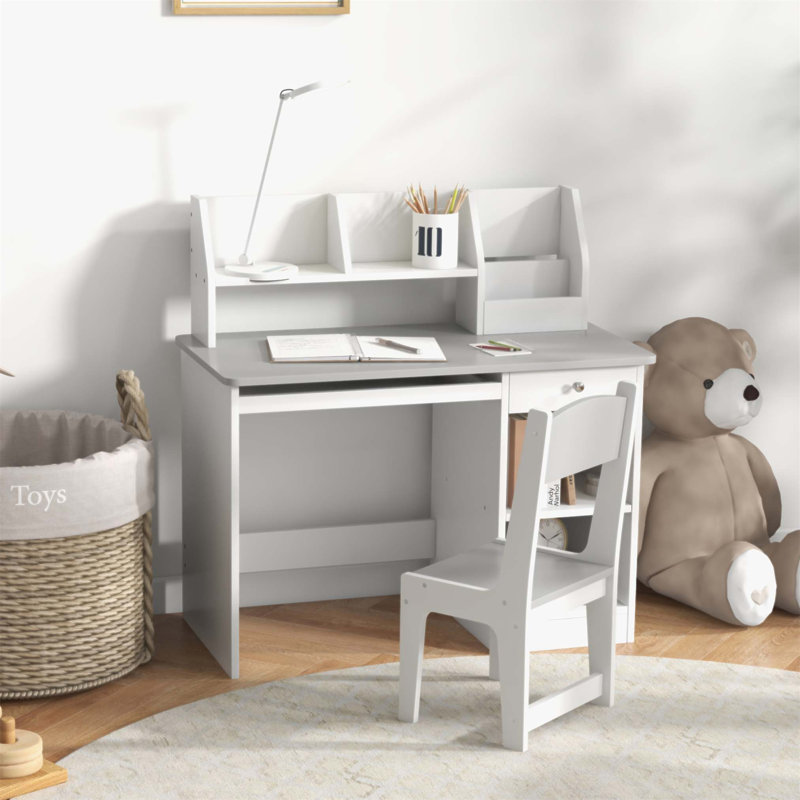 Ensemble de bureau et de chaise pour enfants avec rangement, conception ergonomique pour l'apprentissage confortable et espace d'étude organisé
