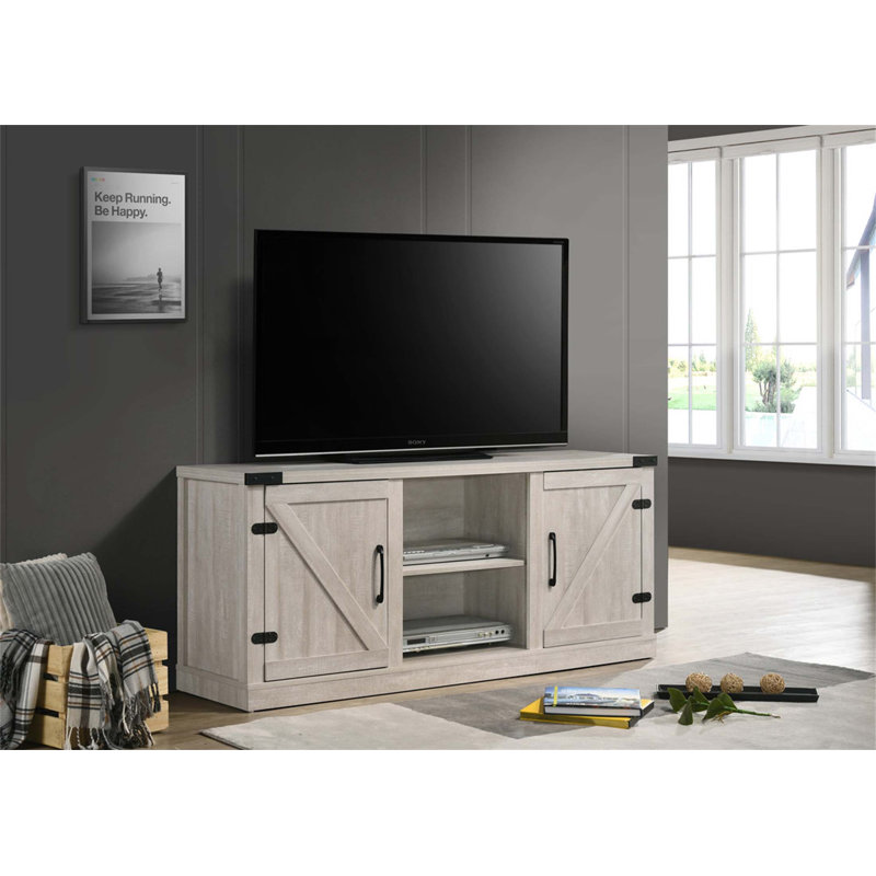 Meuble télé Salerno Dusty de 58 po de largeur avec rangement spacieux et design élégant pour les salons modernes