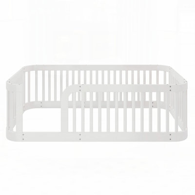 Wood Floor Bed Frame with Fence