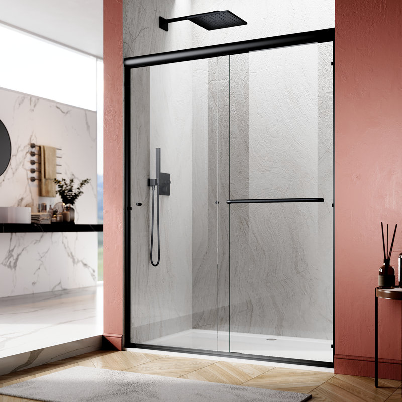 Porte de douche demi-cadre l 51 à 54 po x H 72 po, Noir