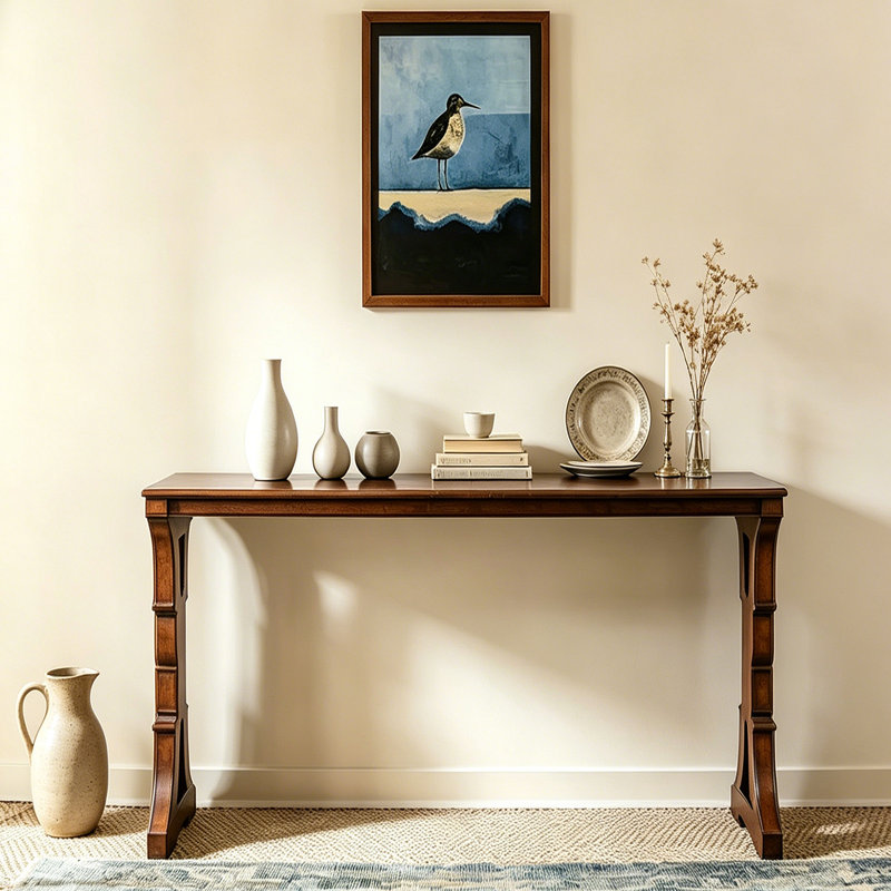 Console en bois massif American Light Luxury, 31.9" H x 39.4" W x 14.6" D, Brown, Brown, Brown
