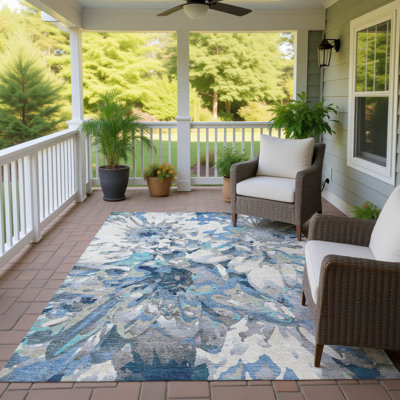 Machine Washable Indoor/Outdoor Molewski ACN2340 Floral Rug