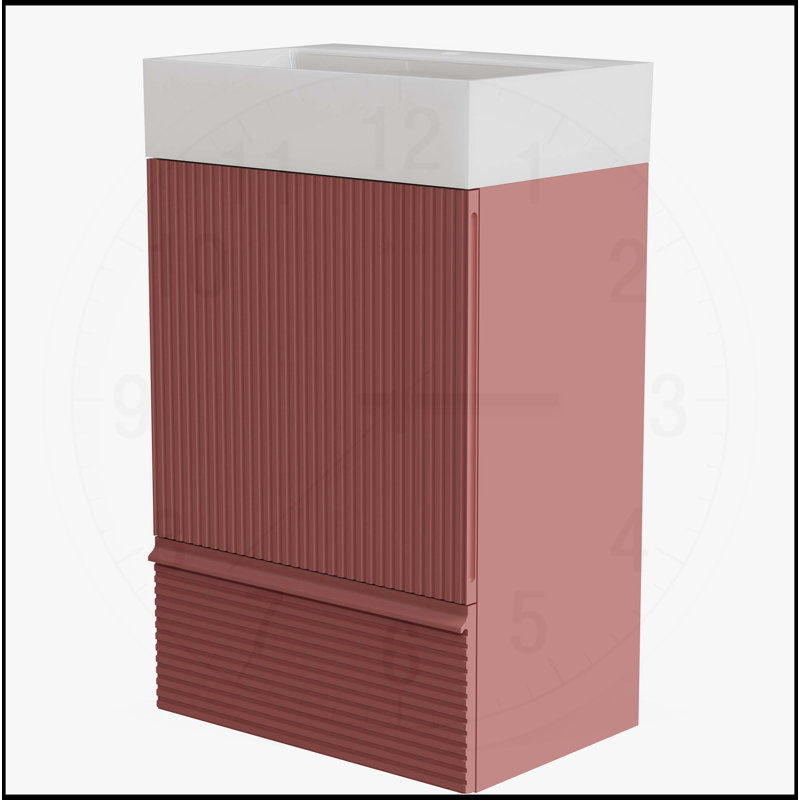 Meuble-lavabo moderne avec lavabo et rangement intégrés, H 33,1 po x l 20,09 po x P 14,18 po, Rouge
