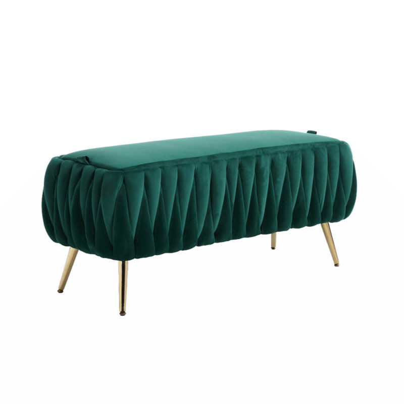 Banc de rangement en velours Jeneca, Émeraude