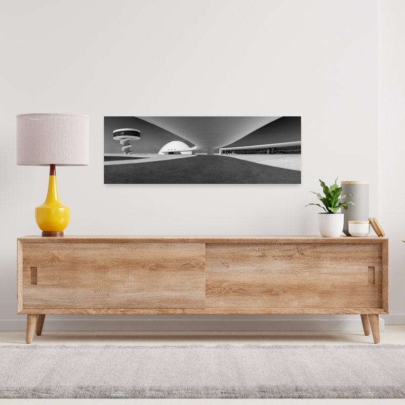 Sleek Modern Architecture Abstract Dramatic Geometric Architecture Wall Art, 12" H x 36" W
