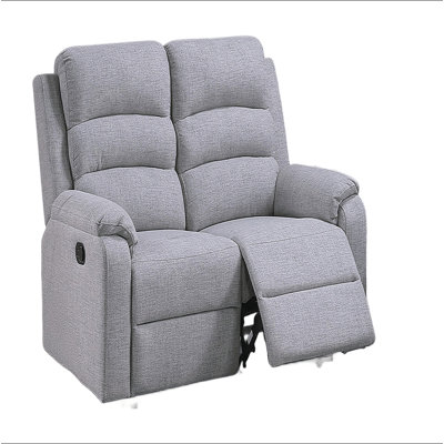 1Pc Motion Loveseat Sincere Bone Finish Vertical Tufting Plush Armrest Burlap Upholstered Loveseat Dark Gray Finish Primary Living Room Furniture