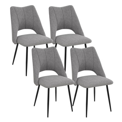 4-Chair Set Combination, Modern And Simple, With High Resilience Filling, Metal Legs, Adjustable Feet, Suitable For Kitchens And Dining Rooms