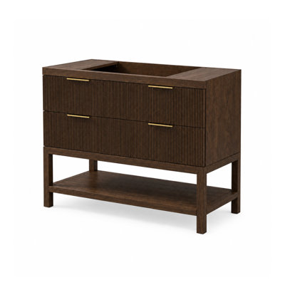 Bristowe Rich Walnut Wood Grain Finish 48 in. W x 21 in. D Single Sink Freestanding Bathroom Vanity  Base