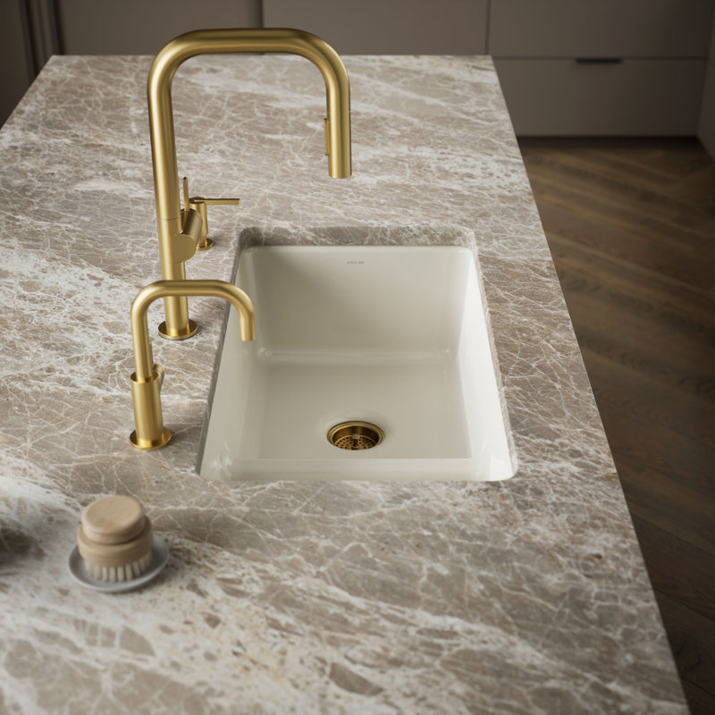 Iron Tones 33" L x 18.75" W Large/Medium Double-Bowl Kitchen Sink, Almond