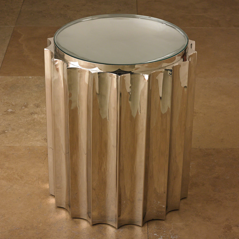 Fluted Column Table-Nickel, Nickel