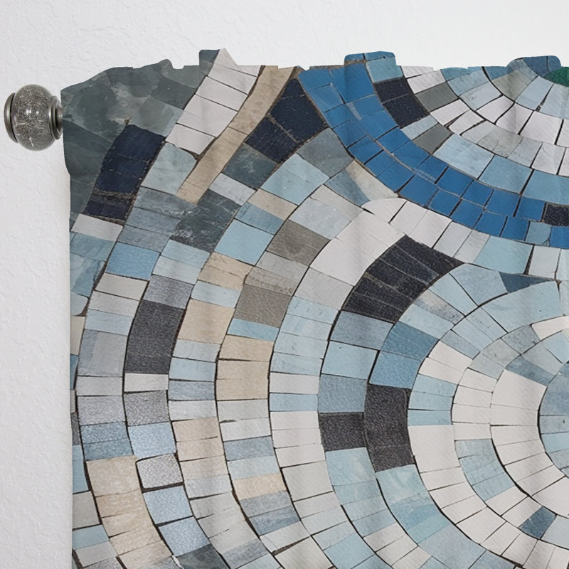 Rideau bohémien bleu et blanc Medley - rideau moderne - velours obscurcissant - 1 panneau, L 52 po x L 63 po