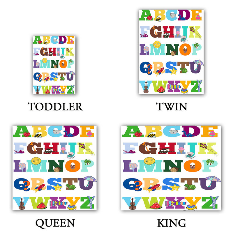 Ensemble de housse de couette Alphabet, 1 housse + 2 taies très grand lit