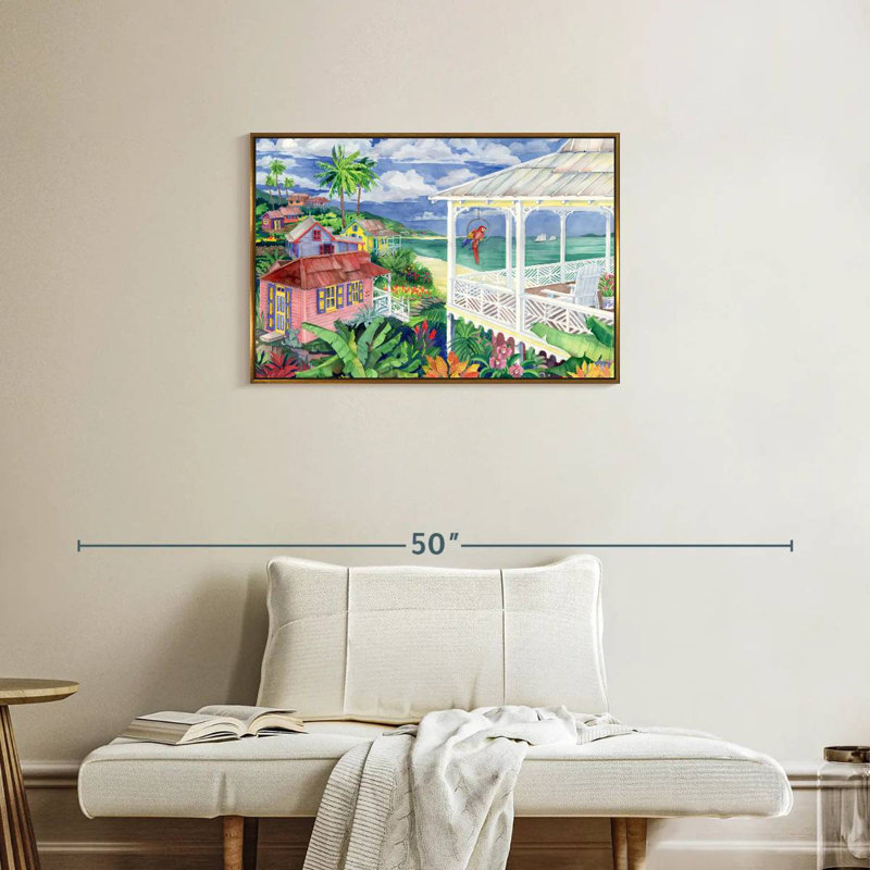 Baie Caribe, Cadre flottant doré, 31 po x 21 po