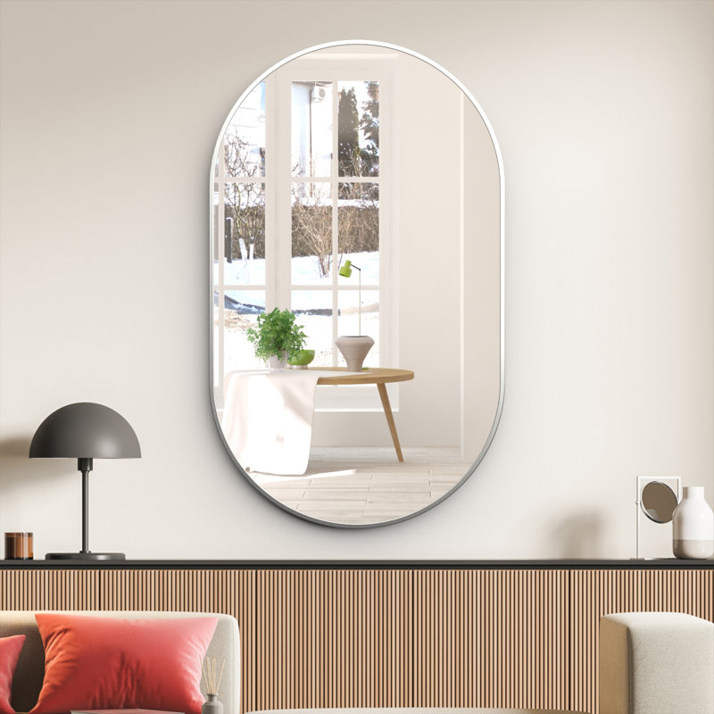 Miroir mural Latwanna, Argent, 36 po x 24 po