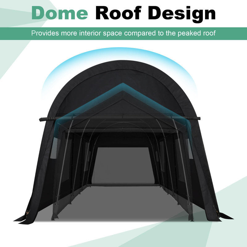 10x10 Carport Canopy Heavy Duty Portable Garage, 108" H x 236" W x 118" D